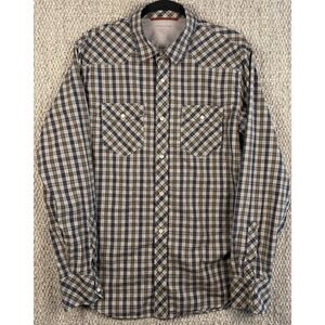 Banana Republic Western Pearl Snap Plaid Shirt Mens L Slim Fit Cotton
